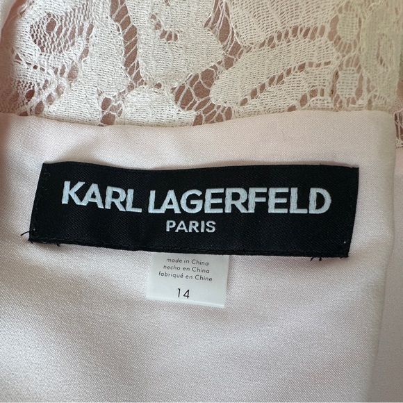Karl Lagerfeld lace top ruffle hem dress light pink - Picture 5 of 9